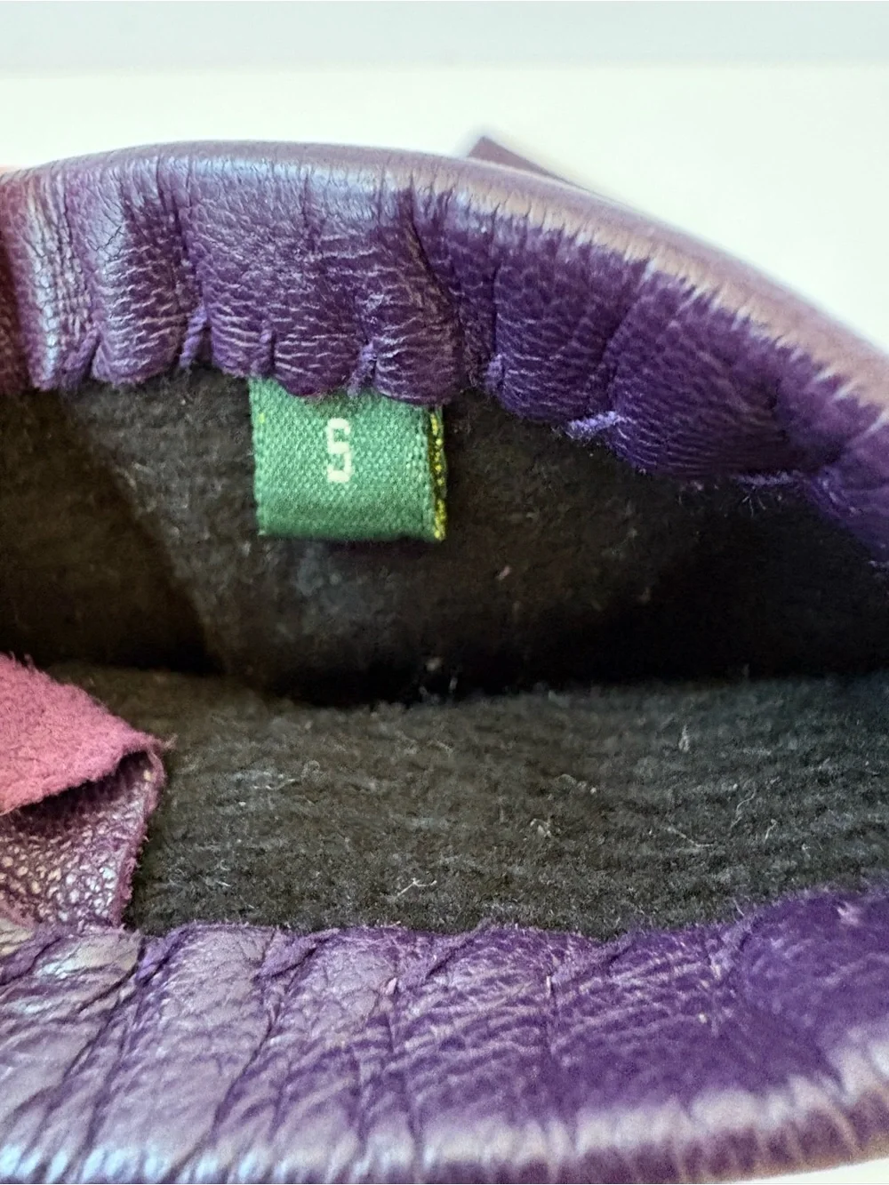 LAUREN Ralph Lauren Purple Lined Leather Women's Gloves S Preppy Career Academia